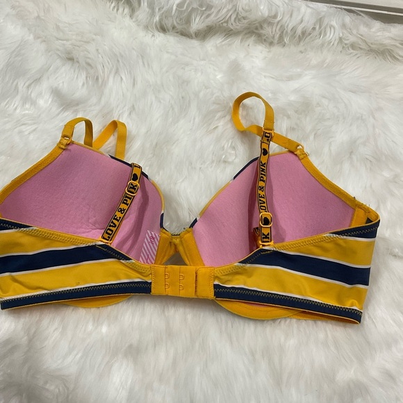 Rare Vintage PINK Victoria's Secret Yellow and Blue Striped Bra - Picture 4 of 11